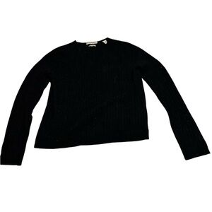 Valerie Stevens black cable knit cashmere sweater size PL Petite Large